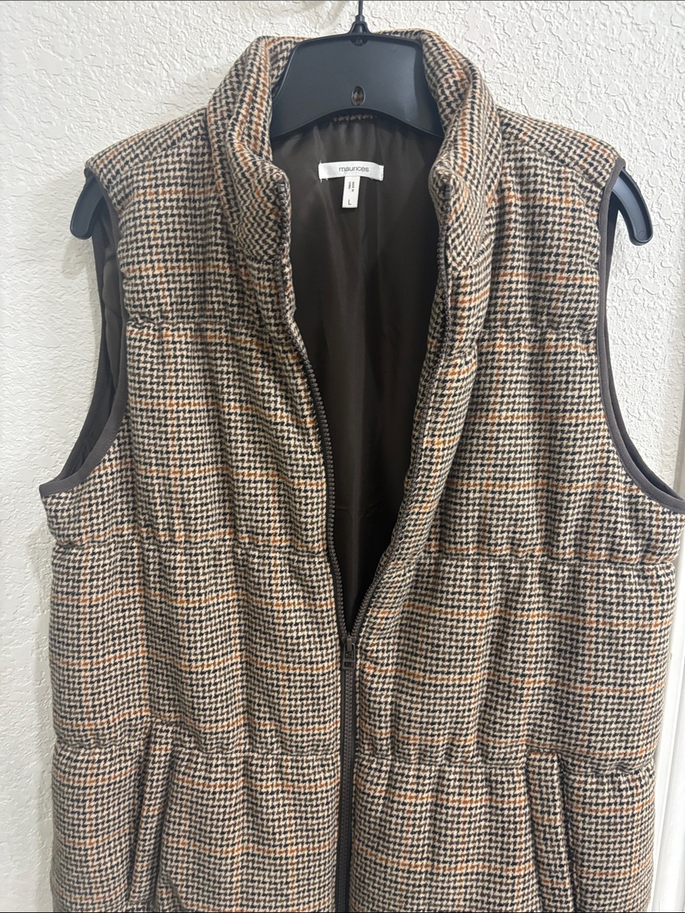 Maurices Brown & Black Houndstooth Quilted Vest